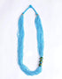 Blue Pottery Three Bead Side Necklace In Turquoise